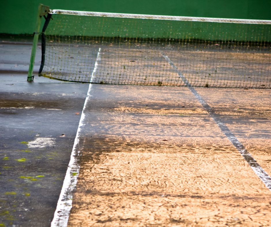 Before Cleaning Mouldy Tennis Court